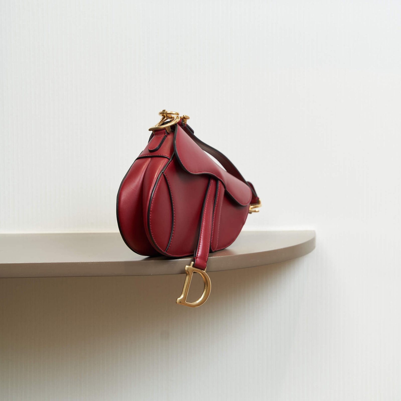 Dior Saddle Burgundy Red Saddle bag with Oblique Studded Strap
