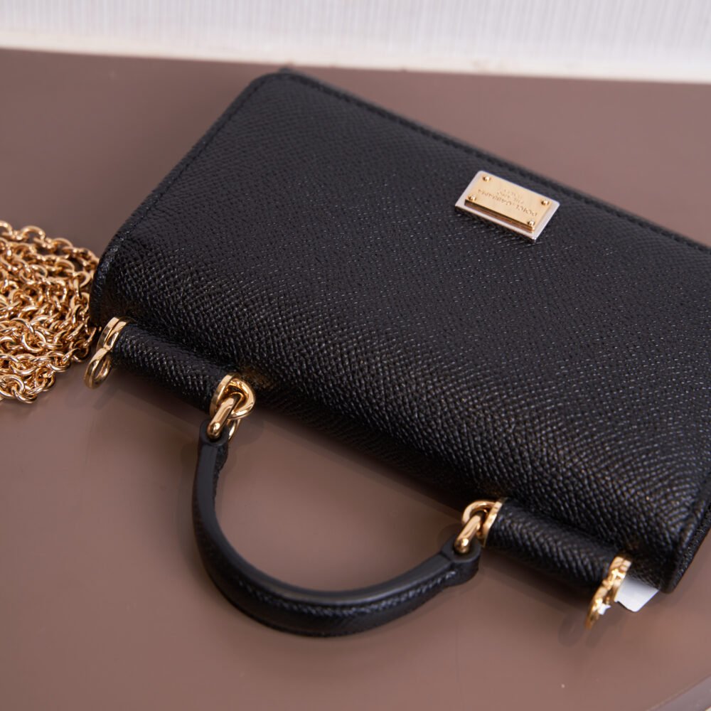 Dolce & Gabbana Leather Sicily Chain Phone Bag