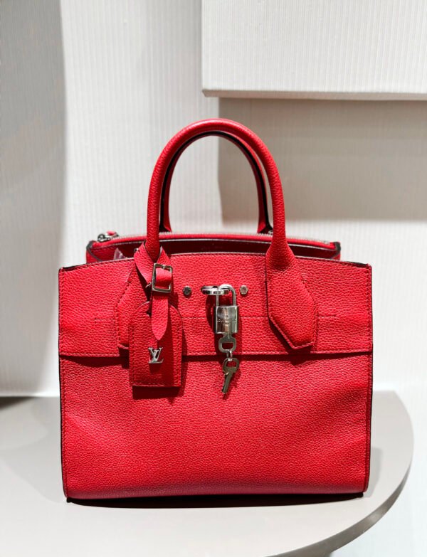 Louis Vuitton Red Smooth Leather City Steamer PM Bag