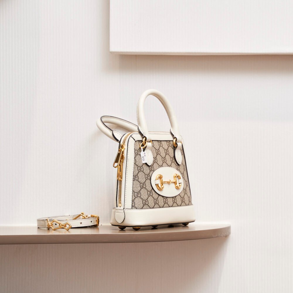 Gucci Horsebit 1955 Mini Top Handle Bag in White