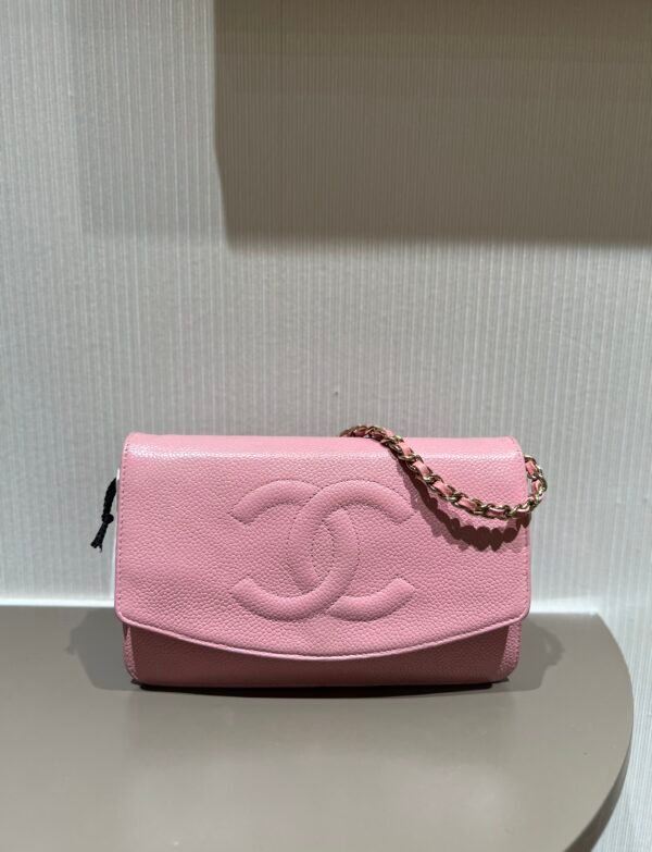 Chanel CC Wallet On Chain Flap Pink Caviar Leather Crossbody Bag