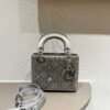 Mini Lady Dior Bag Gray Strass Cannage Satin