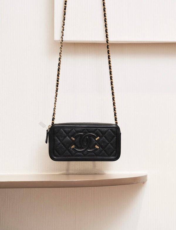 Chanel Caviar Quilted CC Filigree Clutch